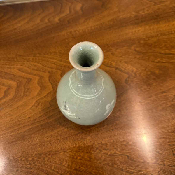 Green Crackle Bud Vase