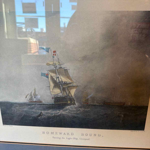 Framed Ship Engraving - "Homeward  Bound"