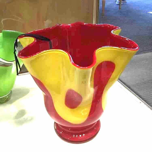 Mid Century Red And Yellow Vase