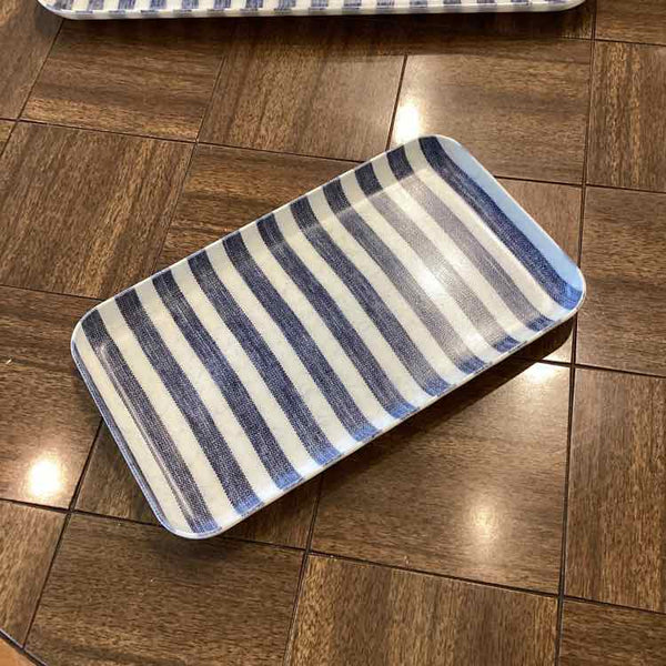 Blue And White Striped Laminate Tray