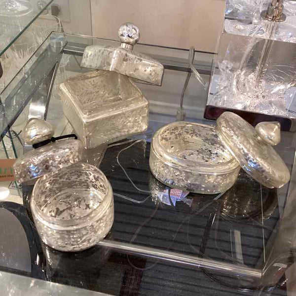 Set Of Three Mercury Glass  Boxes
