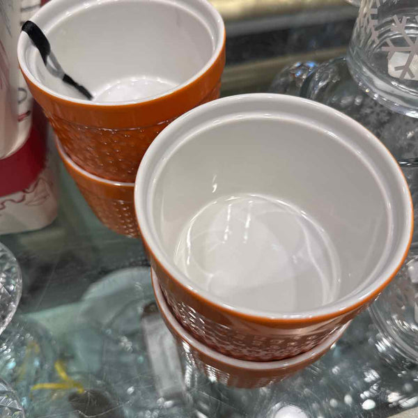 Set of 4 Orange Ceramic Ramekins