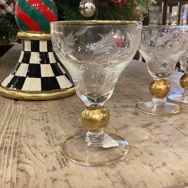 5 Etched Liqueur Glasses