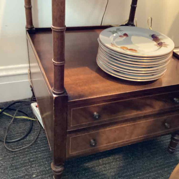 Baker Vintage Leather Top Mahogany Side Table