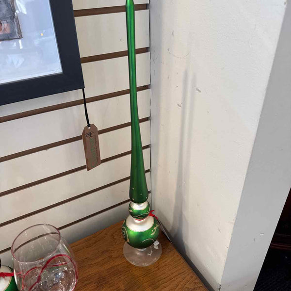 Green and Wihte Glass Tree Topper
