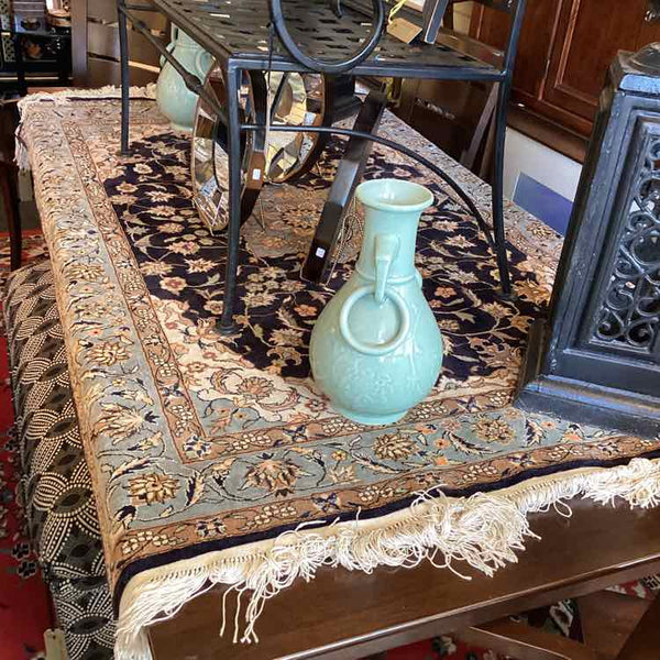 Blue And Taupe Hand Tied Rug
