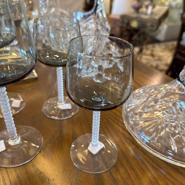 12 Fostoria Precedence Gray Smoke Apertif Glasses