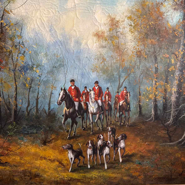 "English Hunting Scene Painting" - signed M. Falquette