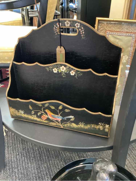 Black Lacquered Painted Letter Holder
