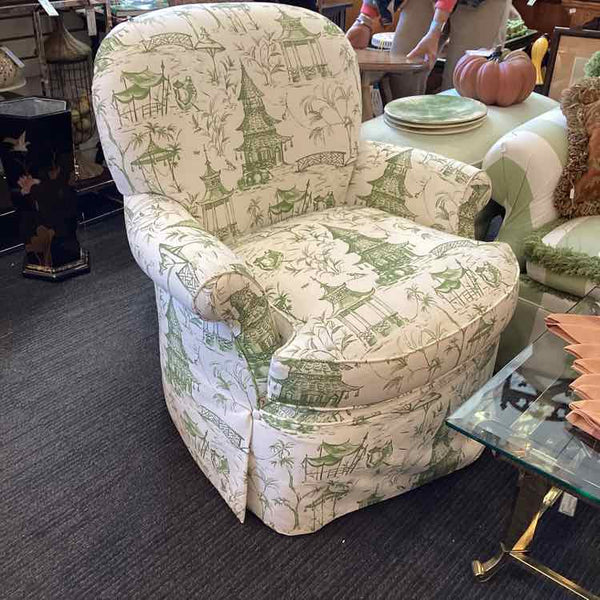 Century Green And White Pagoda Arm Chair