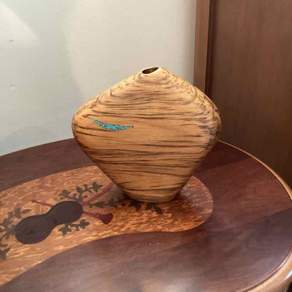 Hand-turned Tiger Myrtle Wood Vase (Uri)