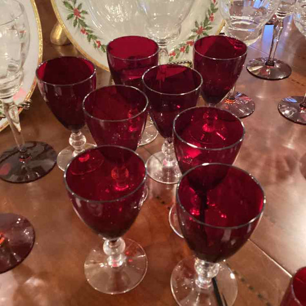 8 Ruby Red Cordial Glasses