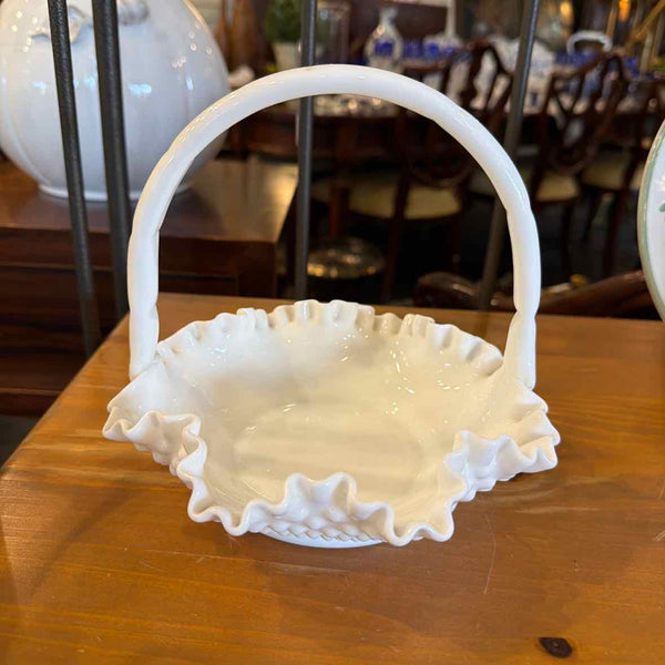 Fenton Hobnail Milk Glass Basket