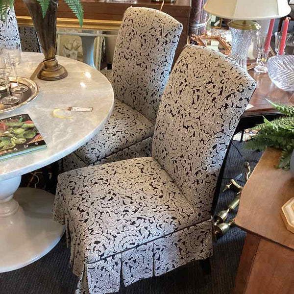 Pair Of Black And White Damask Chairs