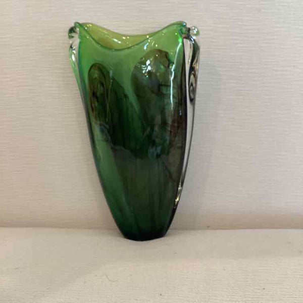 Handblown Green Leaf Vase