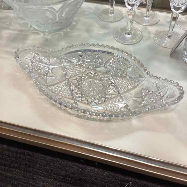 Large Carved Crystal Dish
