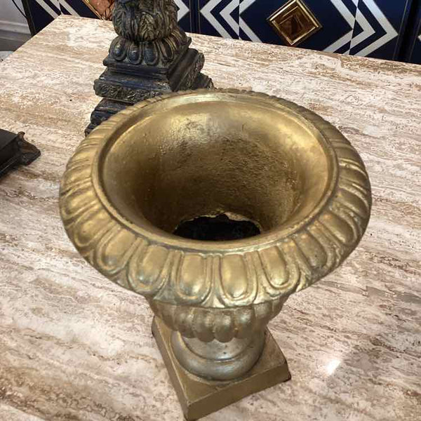 Gold Painted Metal Urn Planter