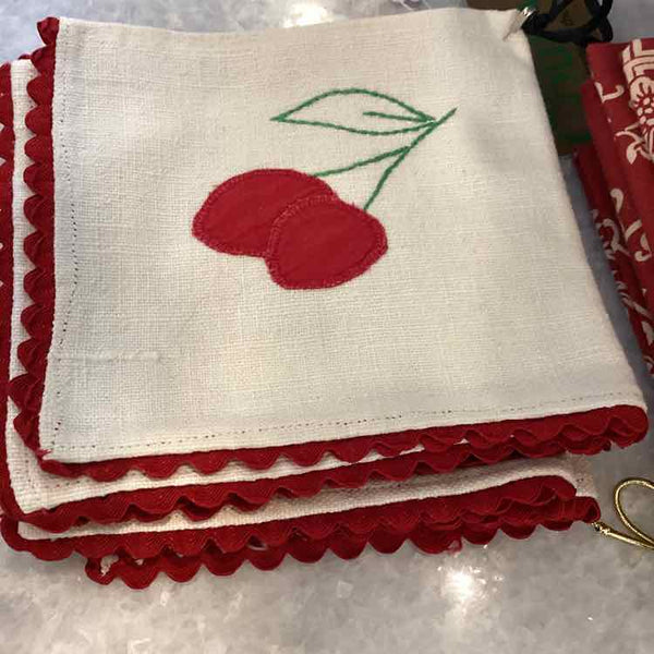 Four Embroidered Tea Napkins