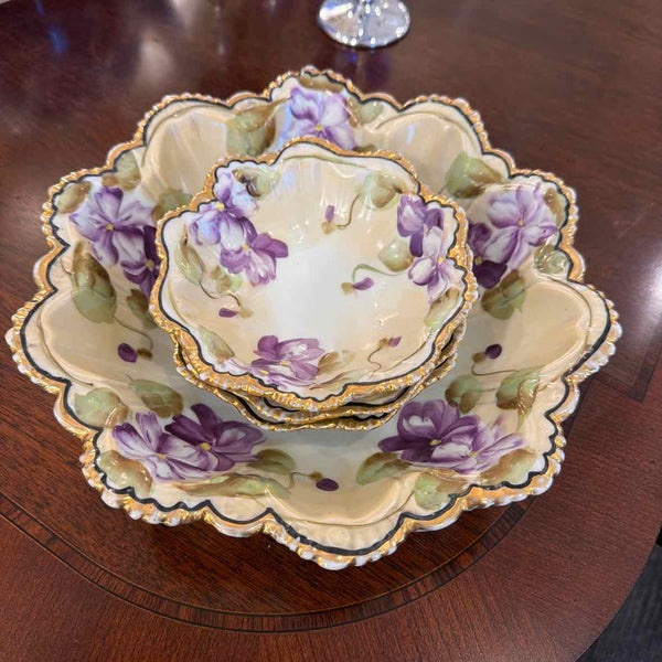Set of 3 Japanese Violet Bowls, 1 Large, 2 Small