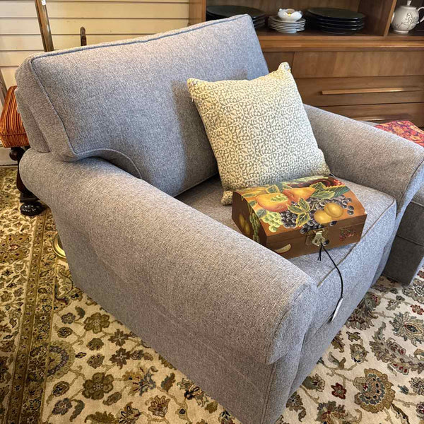 Gray Tweed Club Chair & Ottoman (Ethan Allen)