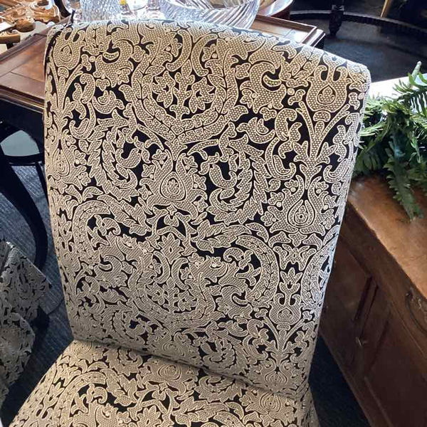 Pair Of Black And White Damask Chairs