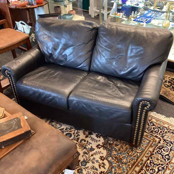 Black Leather Love Seat