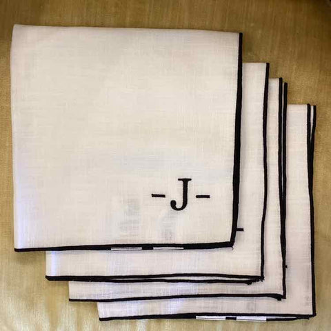 4 Cream Napkins w/ letter J (Crate & Barrel)