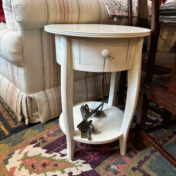 Cream Round Nightstand