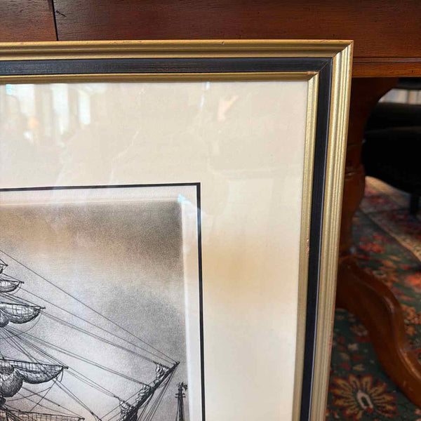Alan Jay Gaines Etching of Sailing Ship