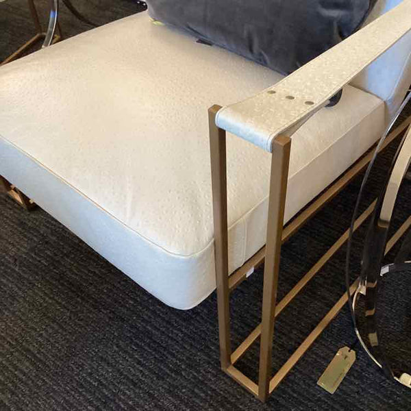 White Ostrich Leather Contempory Chair