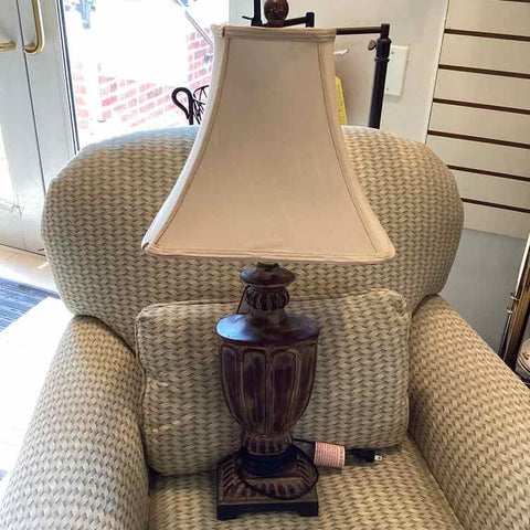 Wood/Resin Lamp with Square Shade