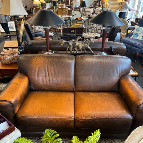Acid Washed Leather Loveseat