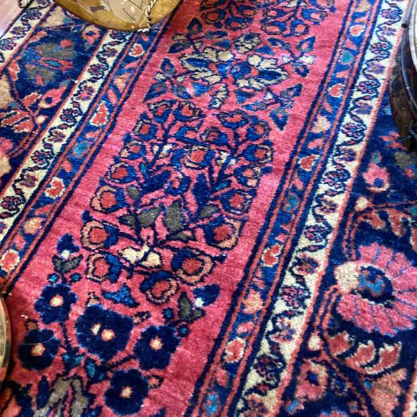 Vintage Red And Navy Wool Runner