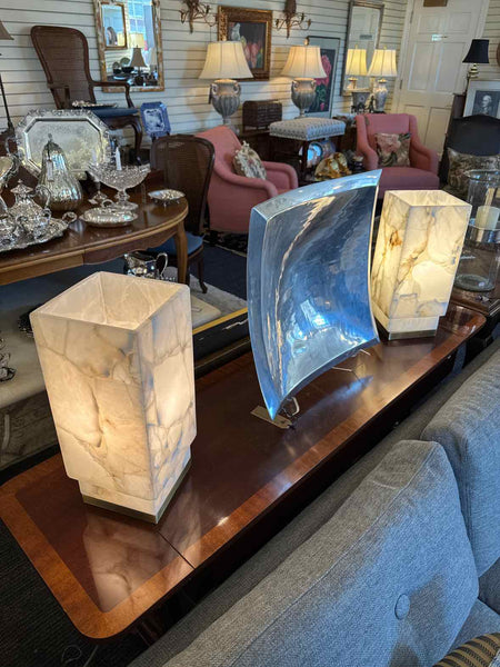 Pair Of Alabaster Lamps