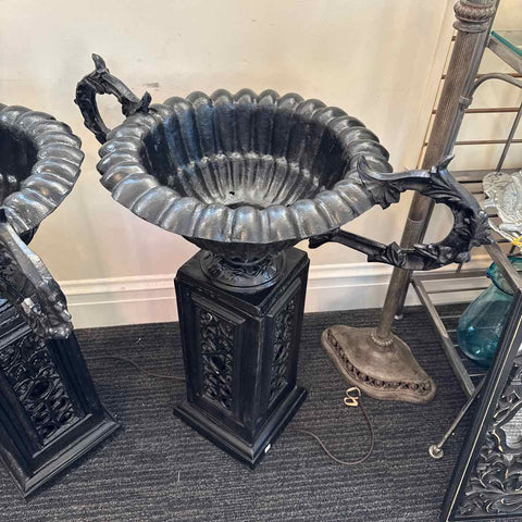 Black Metal Urn on Pedestal