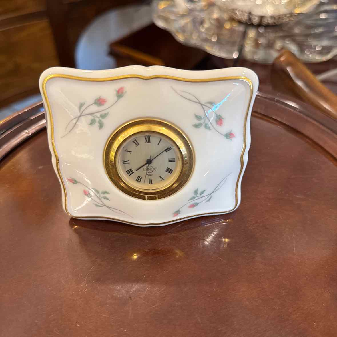 Lenox Rose Porcelain Table Clock