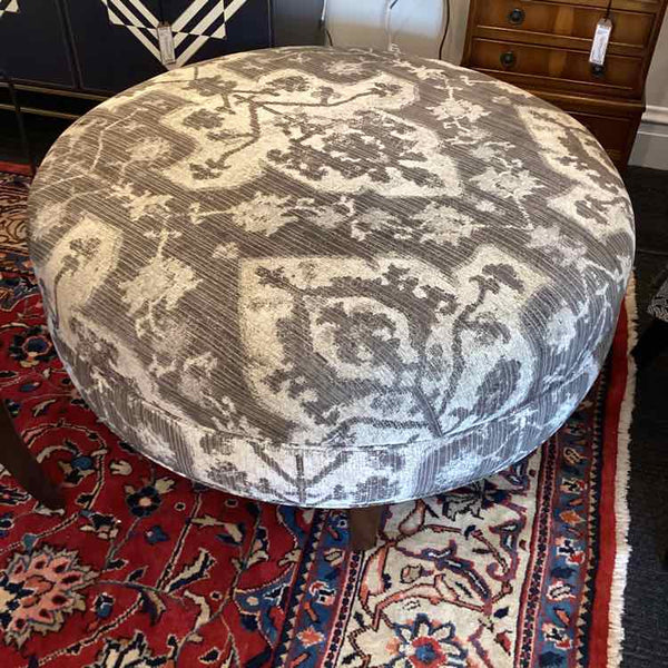 Gray And Beige Chenille Like Ottoman