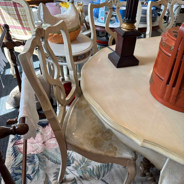 Vintage French Dining Table with 6 Chairs and 2 Leaves