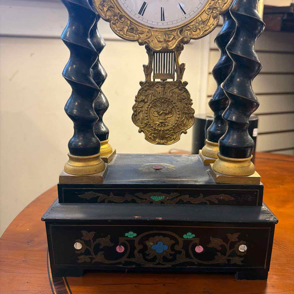 Antique Napoleon Wood Column Clock