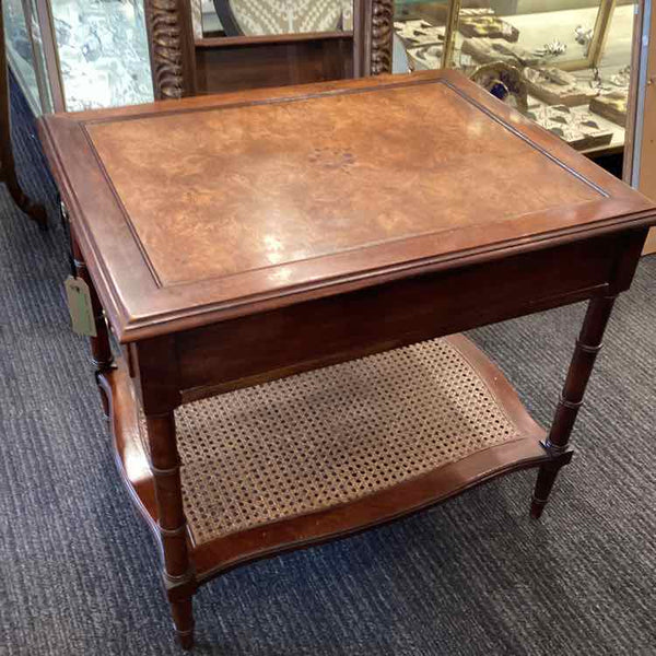 Hekman Burlwood End Table with Cane Shelf