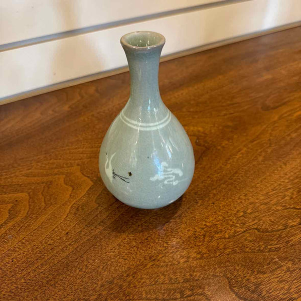 Green Crackle Bud Vase