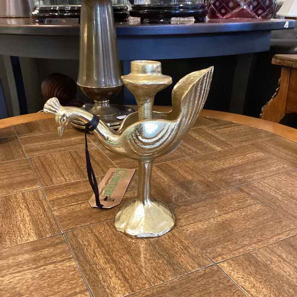 Gold Peacock Taper Candleholder