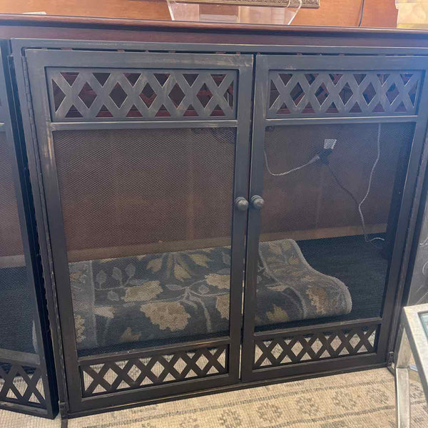 Black Metal 2-Door Fireplace Screen