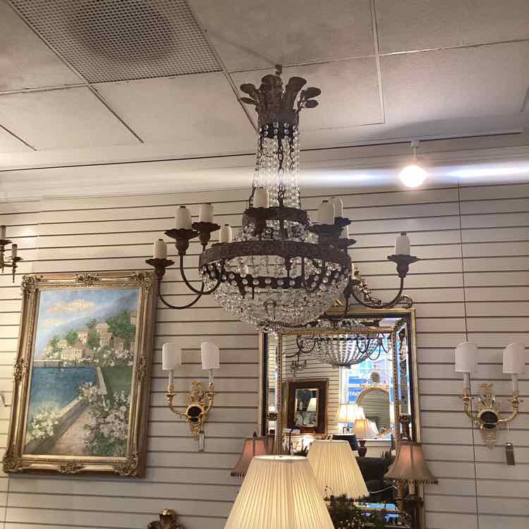 Niermann Weeks 12 Light Bronze and Crystal Chandelier