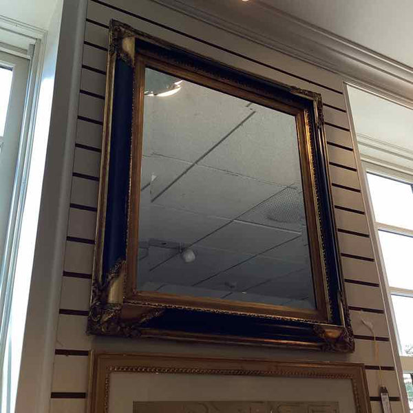 Beveled Mirror in Gold and Black Frame