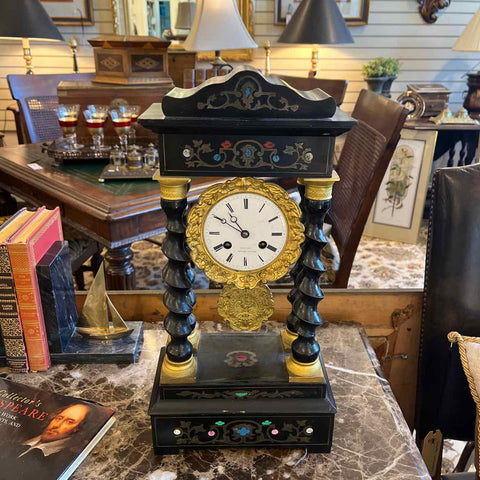 Antique Napoleon Wood Column Clock