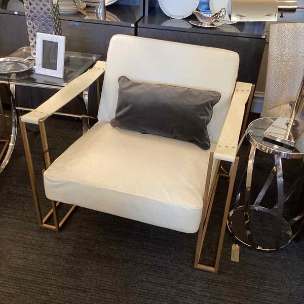 White Ostrich Leather Contempory Chair