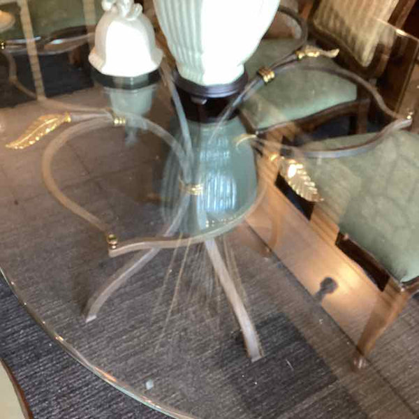 Iron Base Table With Glass Top