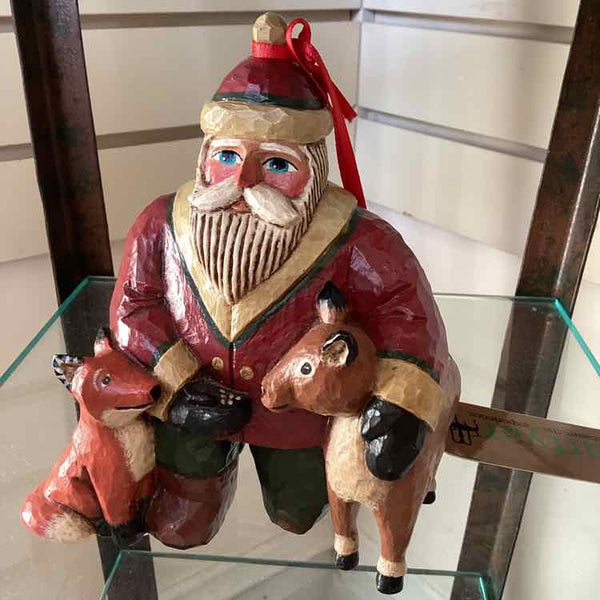 Wood Santa With Critter
