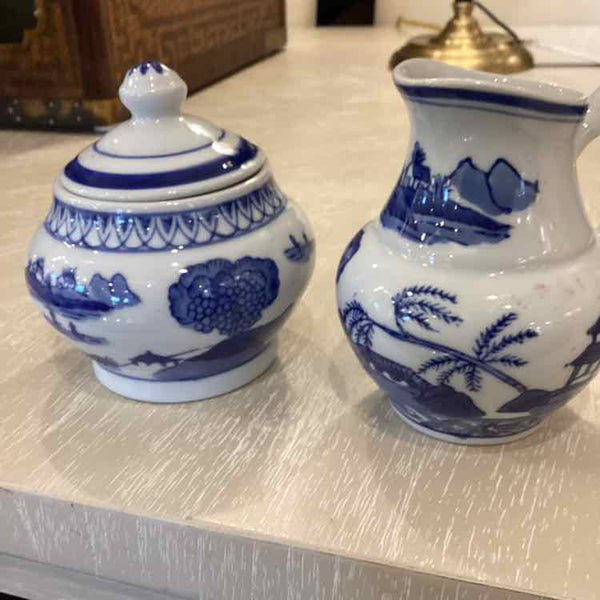 Blue Vintage Cream & Sugar